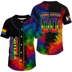 Maxcorners LGBT Pride Baseball Jersey – Custom Name & Number | Black Jersey For LGBT+ Fans LM2608