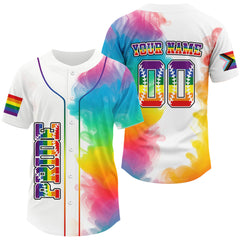 Maxcorners White LGBT Pride Baseball Jersey For Men – Personalized Name & Number Team Shirt LM2608