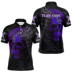 Maxcorners Custom Purple Skull Dartboard Polo Dart Shirt Personalized Outfits Dart Jersey For Men LM0409