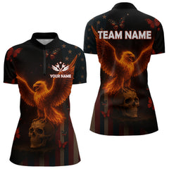 Maxcorners Custom US Flag Patriotic Polo Dart Shirt For Men Flame Eagle Skull Dart Jersey MT0609