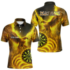 Maxcorners Personalized Men's Darts Polo Shirt Custom Flaming Phoenix Dartboard Darts Jersey For Fans TU0508
