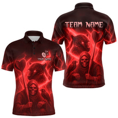 Maxcorners Custom Panther Lightning Red Grim Heaper Dart Polo Shirt For Men Outfit Dart Team Jerse LM1809