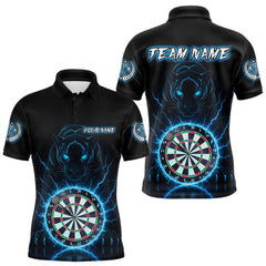 Maxcorners Custom Lightning Blue Dartboard Horror Panther Dart Men Polo Jerseys Outfits Dart Shirts LM2110