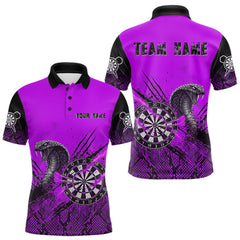 Maxcorners Black & Purple Leather Cobra Darts Custom Men Dart Polo Jersey Splatter Dart League Shirt