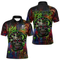 Maxcorners Colorful Cobra Skull Dartboard Custom Graffiti Men Darts Polo Shirt Shark Dart Jerseys LM1411