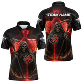 Maxcorners Custom Lightning Red The Grim Heaper Dartboard Dart Polo Shirt For Men Dart Team Jerseys MT1309
