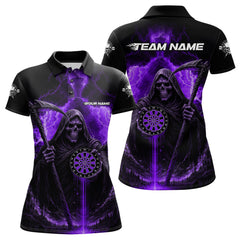 Maxcorners Custom Lightning Purple The Grim Heaper Dartboard Dart Polo Shirt For Men Dart Team Jerseys MT1309