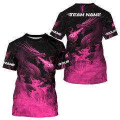 Maxcorners Custom Pink Flames Dragon Pickleball Ball T-Shirt For Men Outfits Pickleball Jersey LM2509