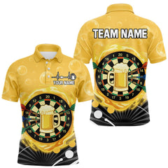 Maxcorners Personalized Play Darts And Cheer Beers Men Darts Polo Shirts Funny Dart League Jerseys LM1112