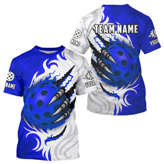 Maxcorners White & Blue Claw Scratches Pickleball Ball T-Shirt For Men Custom Pickleball Jerseys LM1501