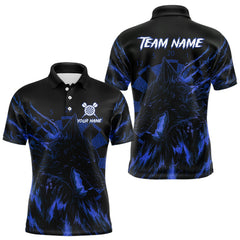 Maxcorners Custom Blue Wolf Grunge Dart Jersey For Men Horror Grunge Dart Team Jerseys LM1109