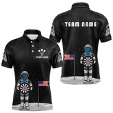 Maxcorners Custom Black Galaxy Astronaut Dart Polo Shirt For Men Outfit Dart Team Jerseys MT1309