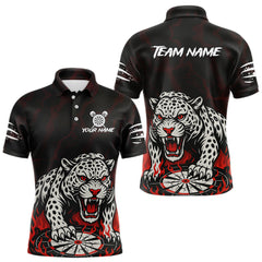 Maxcorners Custom Black And Red Panther Horror Dartboard Dart Polo Shirt For Men Dart Team Jersey LM1112