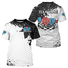 Maxcorners Custom Black & White Funny Heart Pickleball T-Shirt For Men Pickleball Couple Jerseys LM3010