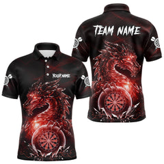 Maxcorners Red Dartboard Lightning Dragon Stone Custom Mens Polo Dart Shirt Dart Team Jerseys TU2810