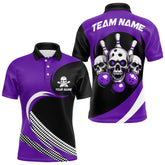 Maxcorners Custom Purple Skull Bowling Shirt Polo Bowling Jersey For Men Women Bowling Outfit LM014