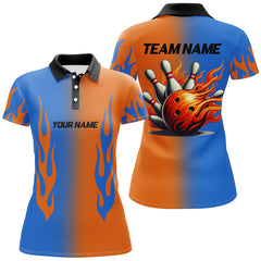 Maxcorners Custom Bowling Shirt Flame Bowling Team Jersey Polo Bowling Shirt