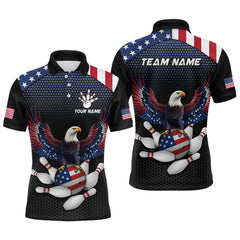 Maxcorners Custom Eagle Bowling Team Shirt American Bowling Polo Jersey For Men Women LM014