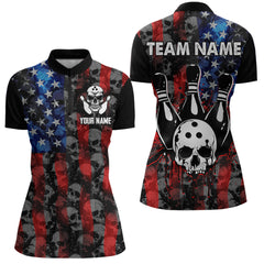 Maxcorners Custom Skull Polo Bowling Shirt For Men & Women American Bowling Team League