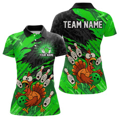 Maxcorners Custom Green Turkey Bowling Shirt Funny Ball Pin League Jersey for Men Polo Outfit LM0409