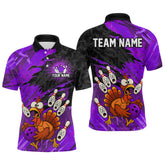 Maxcorners Custom Purple Turkey Bowling Shirt Funny Ball Pin League Jersey for Men Polo Outfit LM0409