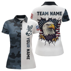 Maxcorners Camouflage Bowling Shirt Custom Eagle Bowling Team Jersey Patriotic Polo Shirt