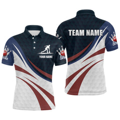 Maxcorners Personalized Red Blue & White Bowling Shirt Patriotic Polo Bowling Jersey for Men & Women
