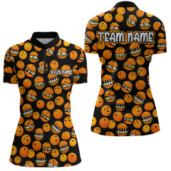 Maxcorners Funny Orange Humburger Bowling Shirt for Men Bowling Team League Polo & Quarter-Zip Bowling Jersey MT1607
