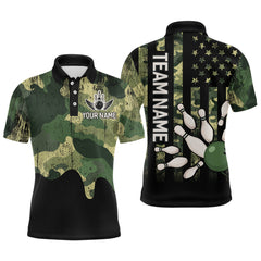Maxcorners Personalized Camouflage Bowling Shirt for Men Women American Flag Polo Bowling Team Jersey