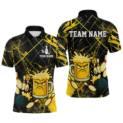 Maxcorners Custom Yellow Funny Beer Bowling Shirt Team Bowling League Jersey for Men Bowling Outfit LM1109