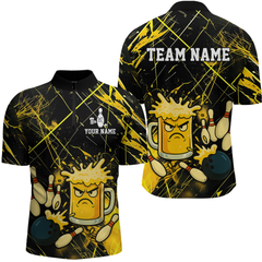 Maxcorners Custom Yellow Funny Beer Bowling Shirt Team Bowling League Jersey for Men Bowling Outfit LM1109