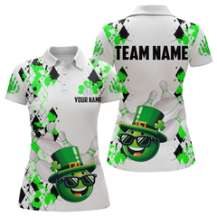 Maxcorners Custom Green Funny Bowling Shirt St Patrick Day Bowling Polo Team Jersey Unisex