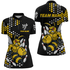 Maxcorners Custom Funny Bee Bowling Team Shirt Bowling Jersey for Men Bowling Outfit Gifts MT1607