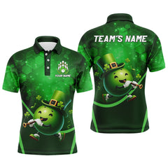 Maxcorners Lucky Bowling Shirt For Men St. Patrick Day Bowling Shirt Custom Green Polo Shir