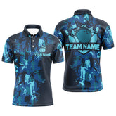Maxcorners Custom Bowling Shirts Men Camo Bowling Jersey Team League Bowling Polo Shirt | Navy