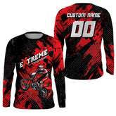 Maxcorners Custom Dirt Bike Jersey Kid Men Women Upf30+ Red Motocross Racing Shirt Motorcycle MT2709