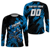 Maxcorners Custom Dirt Bike Jersey Kid Men Women Upf30+ Blue Motocross Racing Shirt Motorcycle MT2709
