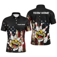 Maxcorners Custom American Bowling Shirt Men Funny Bowling Jersey Team League Bowling Polo Shirt