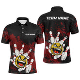 Maxcorners Custom Bowling Shirt Men Funny Bowling Jersey Team League Bowling Polo Shirt | Red