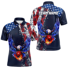 Maxcorners Custom US Flag Eagle Bowling Shirts American Bowling Jersey Men Women Patriotic