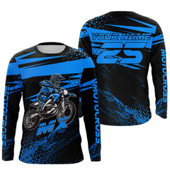 Maxcorners Blue Motocross Racing Jersey Upf30+ Dirt Bike Shirt Motorcycle Off-Road MX Jersey MT2709