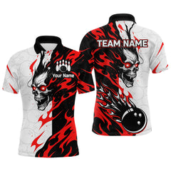Maxcorners Custom Skull Bowling Shirts for Men Women Team Bowling Polo & Quarter Zip Shirts LM1008