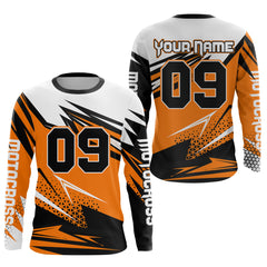 Maxcorners Black&Orange Motocross Jersey Custom Dirt Bike Jersey Men Kid Women Off Road Jersey LM2809