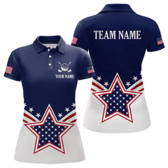 Maxcorners Custom Patriotic Golf Polo Shirt White and Blue Golf Shirts for Men Women TeamMT0306