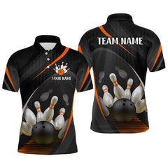 Maxcorners Orange Bowling Shirts for Men Women Team Custom Bowling Polo & Quarter Zip Shirt TU0506