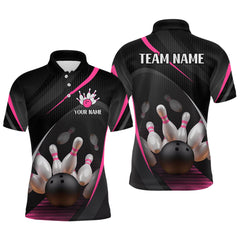 Maxcorners Pink Bowling Shirts for Men Women Team Custom Bowling Polo & Quarter Zip Shirt TU0506