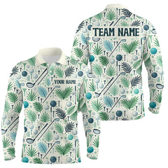 Maxcorners Palm Leaves Golf Polo Shirt Custom Golf Shirts for Men and Women Team Golf Apparel