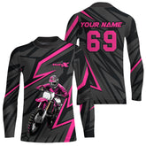 Maxcorners Custom Motocross Racing Jersey Pink Dirt Bike Shirt Kid Men Women Off-road Shirt MT2709