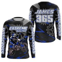 Maxcorners Blue Motocross Racing Jersey Upf30+ Dirt Bike Shirt Kids Women Men Off-road Jersey XM199 MT2809