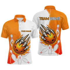 Maxcorners Custom Sharp Claws Bowling Shirt Orange Men Women Team Bowling Flaming Jerseys